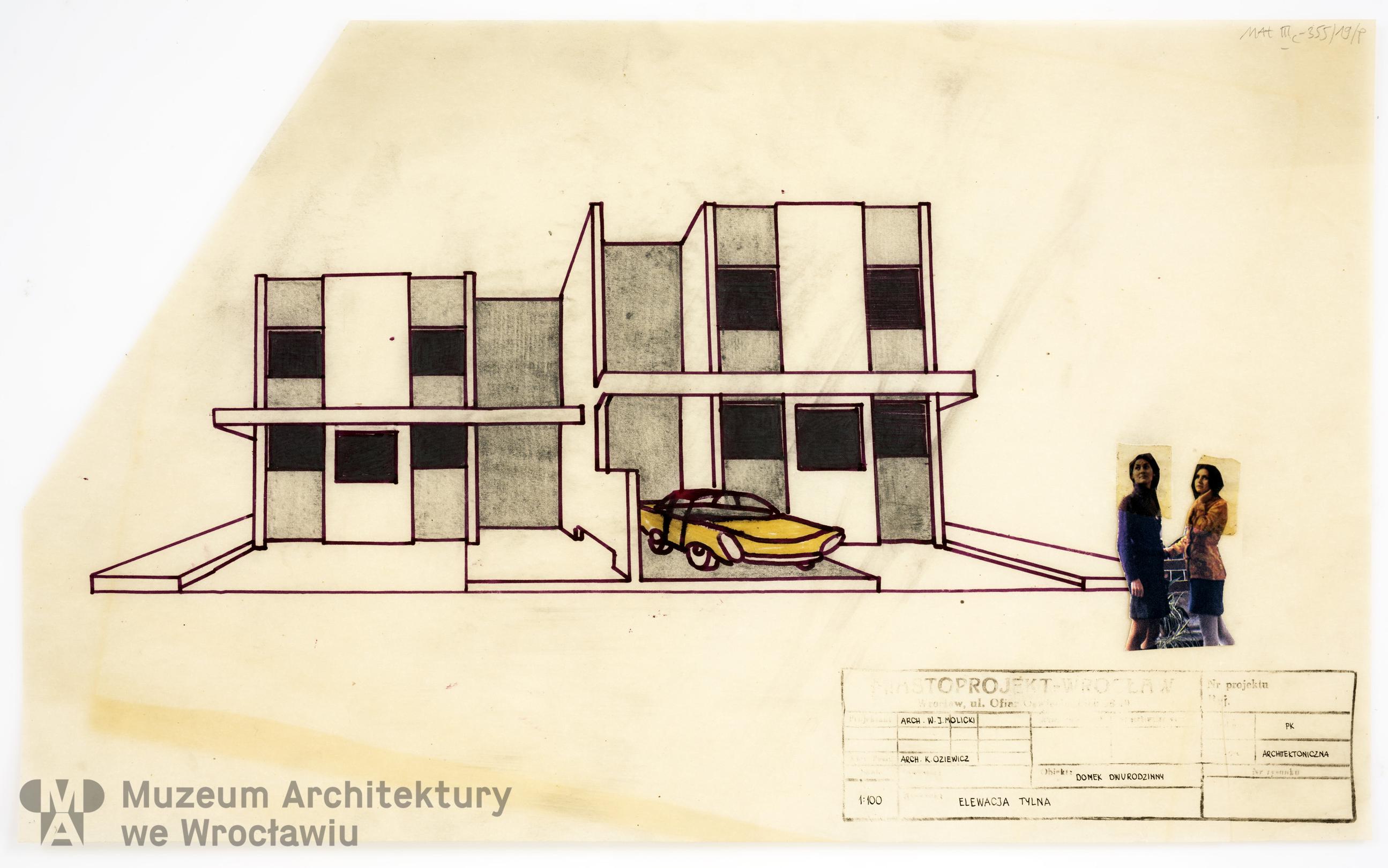 Molicki Witold Jerzy, Oziewicz K. (Miastoprojekt-Wrocław), Osiedle Spółdzielni Mieszkaniowej “Budowlani” w rejonie ul. Wojszyckiej we Wrocławiu. Dom bliźniaczy, ok. 1968