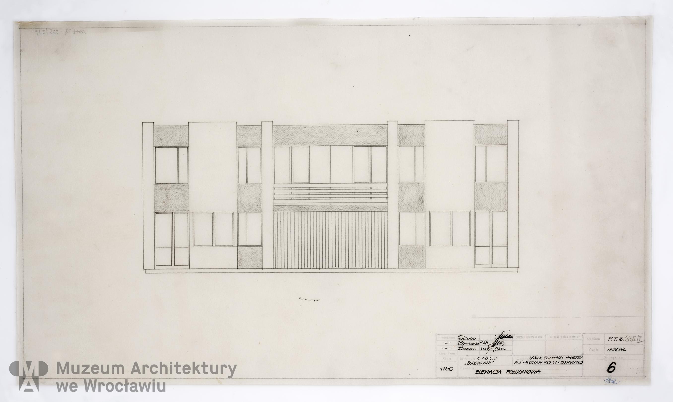 Molicki Witold Jerzy, Spławski Ryszard, Kamocki Wacław (Miastoprojekt-Wrocław), Housing estate belonging to “Budowlani” cooperative in the area of Wojszycka Street in Wroclaw. Smaller semi-detached house, 1968.09
