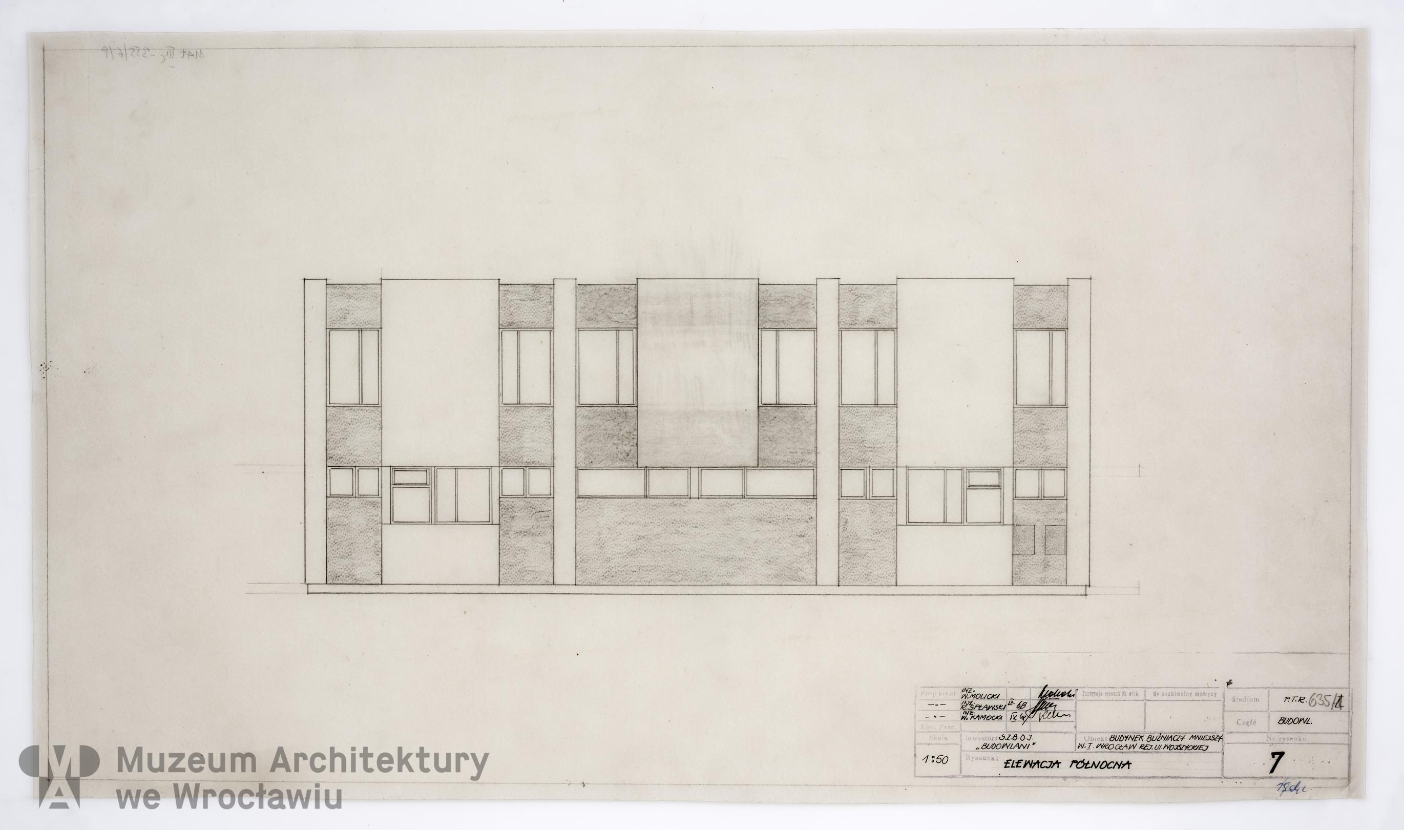 Molicki Witold Jerzy, Spławski Ryszard, Kamocki Wacław (Miastoprojekt-Wrocław), Housing estate belonging to “Budowlani” cooperative in the area of Wojszycka Street in Wroclaw. Smaller semi-detached house, 1968.09