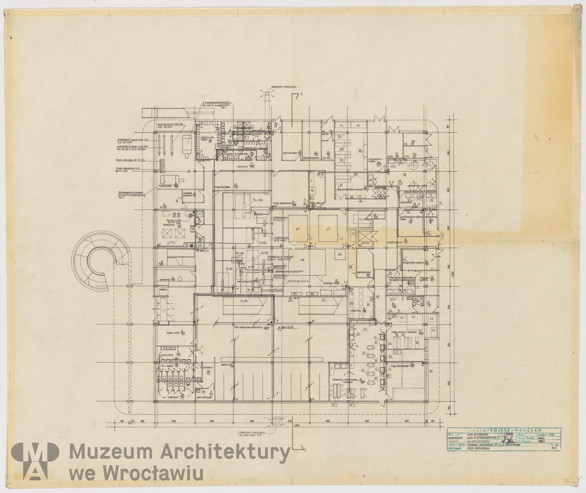Molicki Witold Jerzy, Ciechański T. (Miastoprojekt-Wrocław), Stołówka pracownicza Mera-Elwro we Wrocławiu, 1980