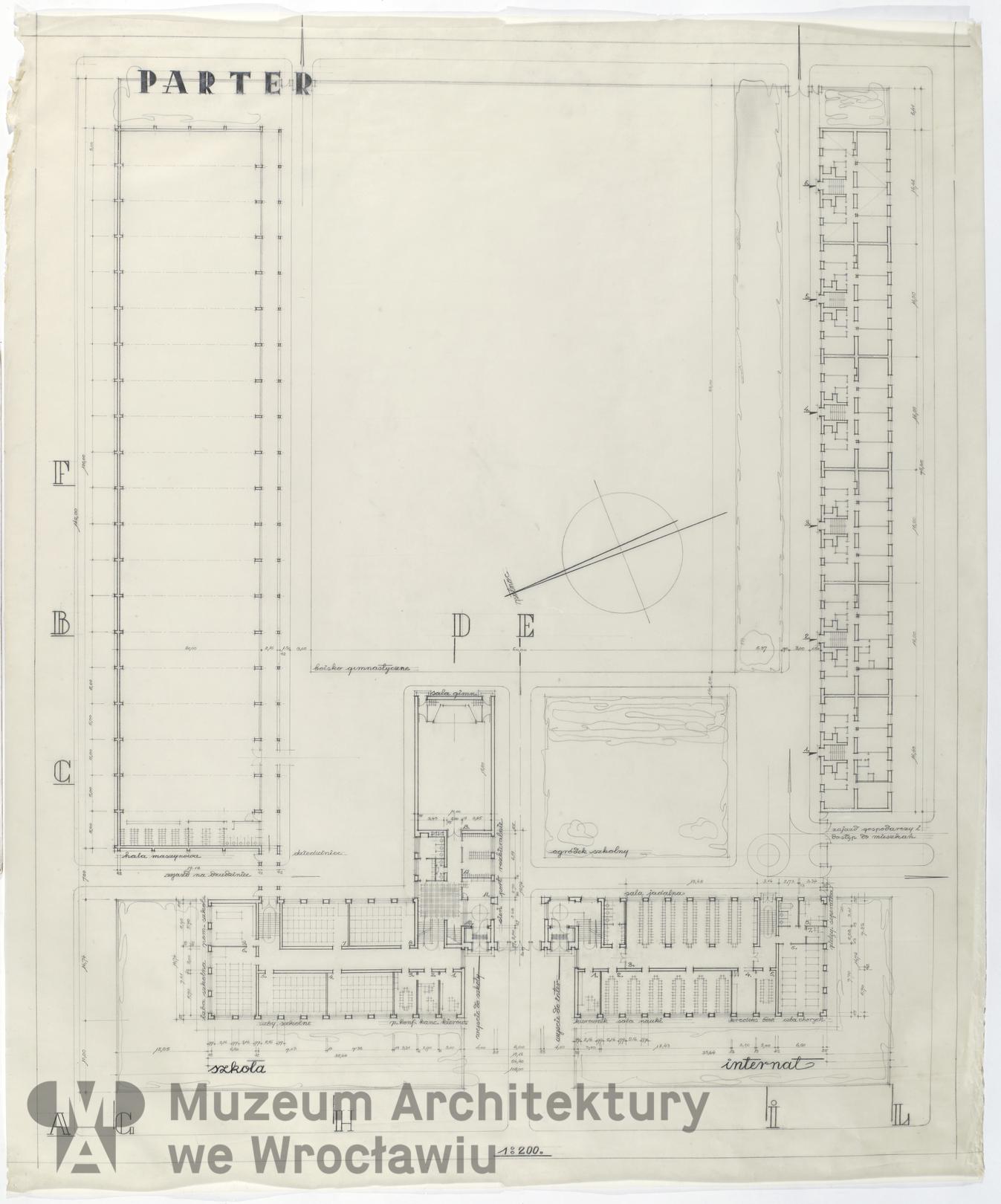Frydecki Andrzej, Szkoła Przemysłu Węglowego w Sosnowcu. Blok maszyn i szkoła z internatem, 1947